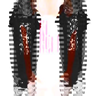 Nurse Stethoscope American Flag Nurse Life Women's Loosen Crew Neck Short Sleeve T-Shirt | Mazezy