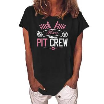 Racing Car Mommy Racer Mom Pit Crew For Mother Women Women's Loosen Crew Neck Short Sleeve T-Shirt | Mazezy