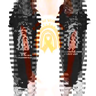 Rainbow In June We Wear Orange Gun Violence Awareness Women's Loosen Crew Neck Short Sleeve T-Shirt | Mazezy