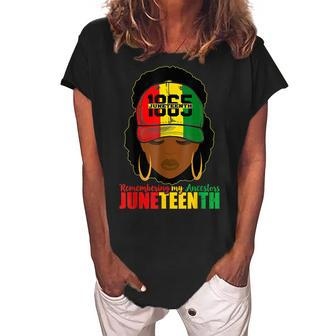 Remembering My Ancestors Junenth Black Women Black Pride Women's Loosen Crew Neck Short Sleeve T-Shirt | Mazezy