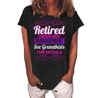 Retired Grandma Retirement Grandkids Retiree Farewell Party Women's Loosen Crew Neck Short Sleeve T-Shirt - Seseable