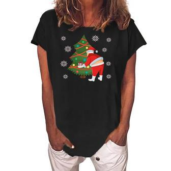 Santa Butt Crack Merry Christmas Women's Loosen Crew Neck Short Sleeve T-Shirt