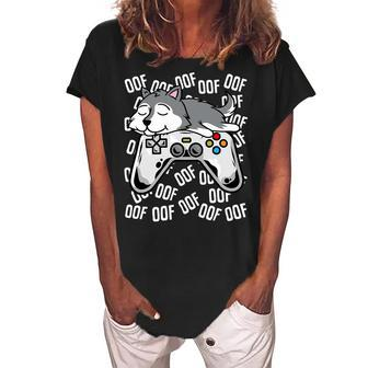 Siberian Husky Video Game Noob Oof Shirt Kids Boys Girls Women's Loosen Crew Neck Short Sleeve T-Shirt - Monsterry