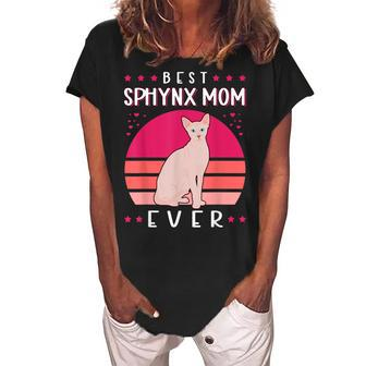 Sphynx Mom Cat Mom Sphinx Hairless Cat Owner Sphynx Cat V3 Women's Loosen Crew Neck Short Sleeve T-Shirt - Seseable