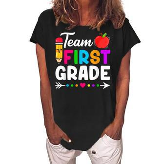 Team First Grade Kids Teacher Student Back To School Women's Loosen Crew Neck Short Sleeve T-Shirt - Seseable