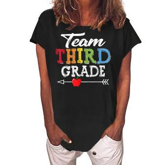 Team Third Grade Squad First Day Of School Teacher Kids Women's Loosen Crew Neck Short Sleeve T-Shirt - Seseable