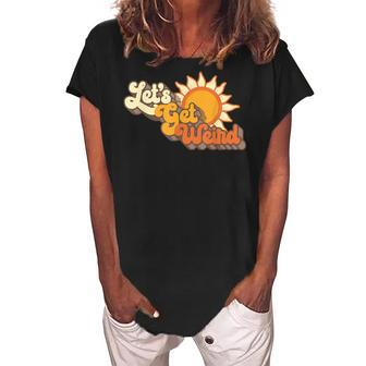 Vintage Lets Get Weird Retro Sixties Groovy Sun Funny Women's Loosen Crew Neck Short Sleeve T-Shirt - Seseable