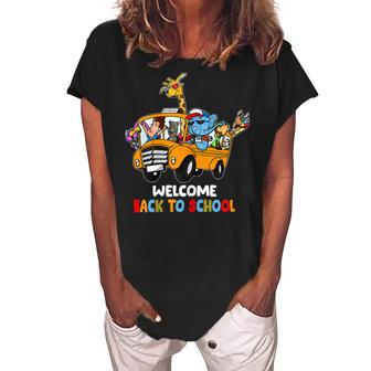 Welcome Back To School Zoo Animal Bus 477 Shirt Women's Loosen Crew Neck Short Sleeve T-Shirt | Favorety CA