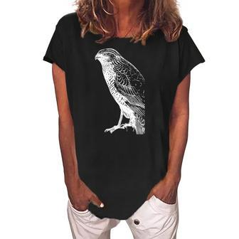 Womens Bird Falcon Bird Of Prey Women's Loosen Crew Neck Short Sleeve T-Shirt | Mazezy