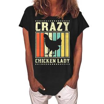 Womens Crazy Chicken Lady V3 Women's Loosen Crew Neck Short Sleeve T-Shirt - Seseable