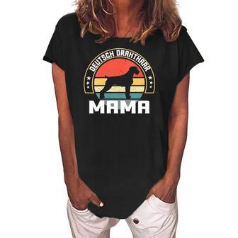 Womens Deutsch Drahthaar Mama German Wirehaired Pointer For Women Women's Loosen Crew Neck Short Sleeve T-Shirt | Mazezy