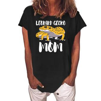 Womens Mom Of A Leopard Gecko Cute Lizard Reptile Women's Loosen Crew Neck Short Sleeve T-Shirt | Mazezy