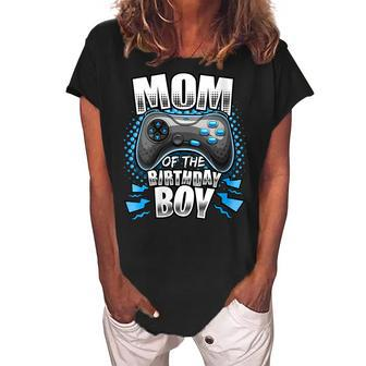 Womens Mom Of The Birthday Boy Matching Video Gamer Birthday Party V2 Women's Loosen Crew Neck Short Sleeve T-Shirt - Seseable