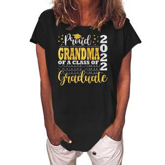 Womens Proud Grandma Of A Class Of 2022 Graduate Senior 22 Proud Grandma Women's Loosen Crew Neck Short Sleeve T-Shirt | Mazezy