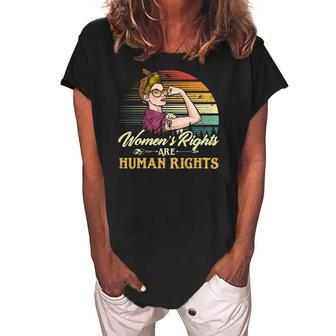 Womens Rights Are Human Rights Feminism Protect Feminist Women's Loosen Crew Neck Short Sleeve T-Shirt | Mazezy