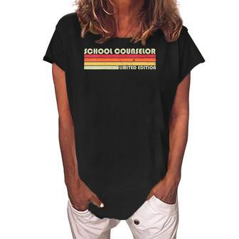 Womens School Counselor Funny Job Title Profession Worker Women's Loosen Crew Neck Short Sleeve T-Shirt | Mazezy