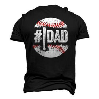 1 Dad Baseball Number One Daddy Son Baseball Fathers Day Men's 3D T-Shirt Back Print | Mazezy
