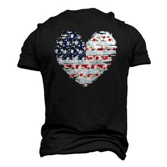 4Th Of July For Women American Flag Floral Heart Men's 3D T-Shirt Back Print | Mazezy
