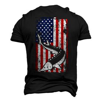 4Th Of July American Flag Sturgeon Fishing Dad Grandpa Men's 3D T-shirt Back Print - Seseable