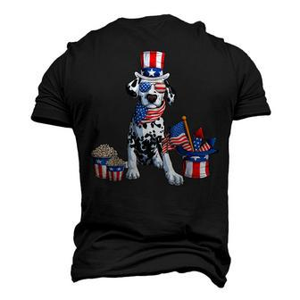 4Th Of July Dalmatian Dad American Sunglasses Dog Puppy Usa Men's 3D T-shirt Back Print - Seseable