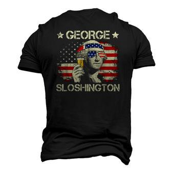 4Th Of July Merica George Sloshington Beer Drinking Usa Flag Men's 3D T-Shirt Back Print | Mazezy