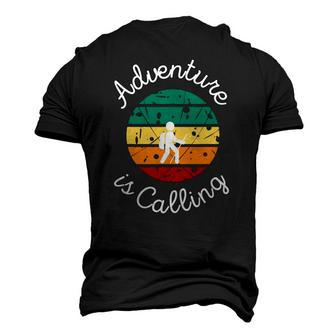 Adventure Is Calling Nature Hiker Vintage Sunset Men's 3D T-Shirt Back Print | Mazezy