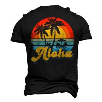 Aloha Hawaii Hawaiian Island Vintage Palm Tree Surfboard V2 Men's 3D T-shirt Back Print - Seseable
