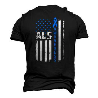Als Awareness Blue Ribbon Us America Flag 2022 Men's 3D T-Shirt Back Print | Mazezy