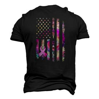 American Flag Breast Cancer Awareness Support Tie Dye Men's 3D T-Shirt Back Print | Mazezy