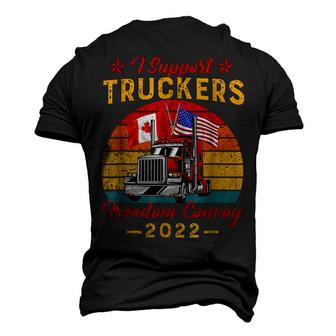 American Flag Canada Flag Freedom Convoy 2022 Trucker Driver V3 Men's 3D T-shirt Back Print - Seseable