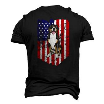 American Flag Greater Swiss Mountain Dog 4Th Of July Usa Men's 3D T-Shirt Back Print | Mazezy