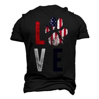 American Flag Usa Love Dog Paw Patriotic 4Th Of July Men's 3D T-shirt Back Print - Seseable