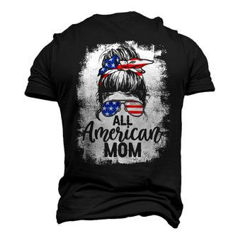 All American Mom 4Th Of July Messy Bun Merica Patriotic Men's 3D T-shirt Back Print - Seseable