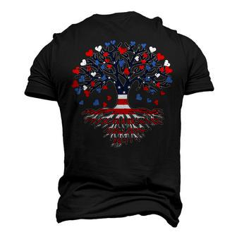American Tree 4Th Of July Usa Flag Hearts Roots Patriotic Men's 3D T-shirt Back Print - Seseable