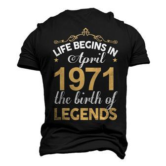 April 1971 Birthday Life Begins In April 1971 V2 Men's 3D T-shirt Back Print - Seseable