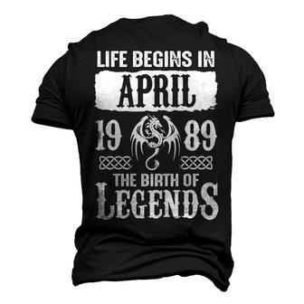 April 1989 Birthday Life Begins In April 1989 Men's 3D T-shirt Back Print - Seseable