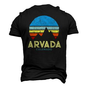 Arvada Colorado Mountains Vintage Retro Men's 3D T-Shirt Back Print | Mazezy