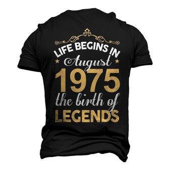 August 1975 Birthday Life Begins In August 1975 V2 Men's 3D T-shirt Back Print - Seseable