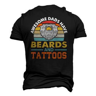 Awesome Dads Have Beards And Tattoo Men's 3D T-Shirt Back Print | Mazezy