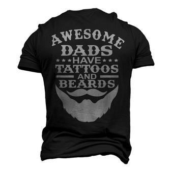 Mens Awesome Dads Have Tattoos And Beards Fathers Day V3 Men's 3D T-shirt Back Print - Seseable