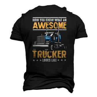 Awesome Trucker Semi Truck Driver 18 Wheeler Mechanic Men's 3D T-Shirt Back Print | Mazezy