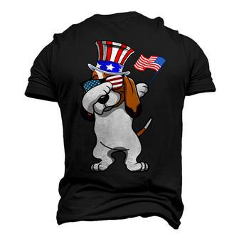 Basset Hound Dabbing Dog Dad 4Th Of July Men's 3D T-shirt Back Print - Seseable