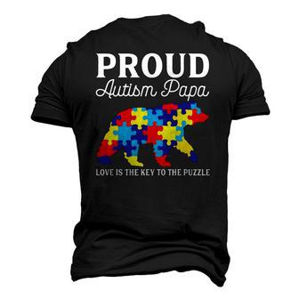 Mens Mens Bear Proud Autism Papa Autism Awareness Month Men's 3D T-Shirt Back Print | Mazezy