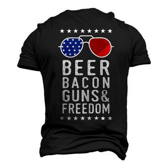 Beer Bacon Guns And Freedom Veteran Us Flag 4Th Of July Men's 3D T-shirt Back Print - Seseable