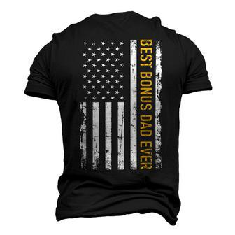 Best Bonus Dad Ever With Us American Flag Men's 3D Print Graphic Crewneck Short Sleeve T-shirt - Monsterry AU