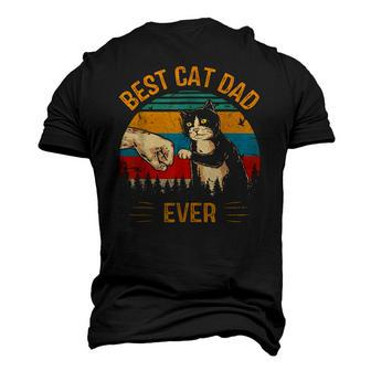 Best Cat Dad Ever Paw Fist Bump Fit Vintage Retro Daddy Men's 3D T-Shirt Back Print | Mazezy