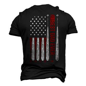 Mens Best Dad Coach Ever Baseball American Flag 4Th Of July Men's 3D T-shirt Back Print - Seseable