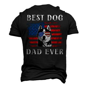Mens Best Dog Dad Ever Husky American Flag 4Th Of July Men's 3D T-shirt Back Print - Seseable