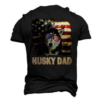 Best Husky Dad Ever American Flag 4Th Of July Vintage Men's 3D T-shirt Back Print - Seseable