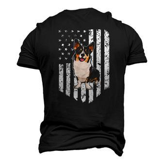 Black White American Flag Cardigan Welsh Corgi 4Th Of July Men's 3D T-Shirt Back Print | Mazezy